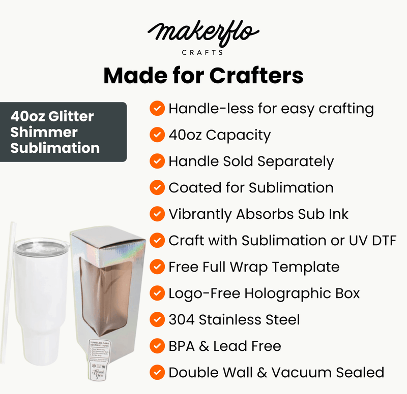 40oz Tumbler Sublimation Glitter Shimmer